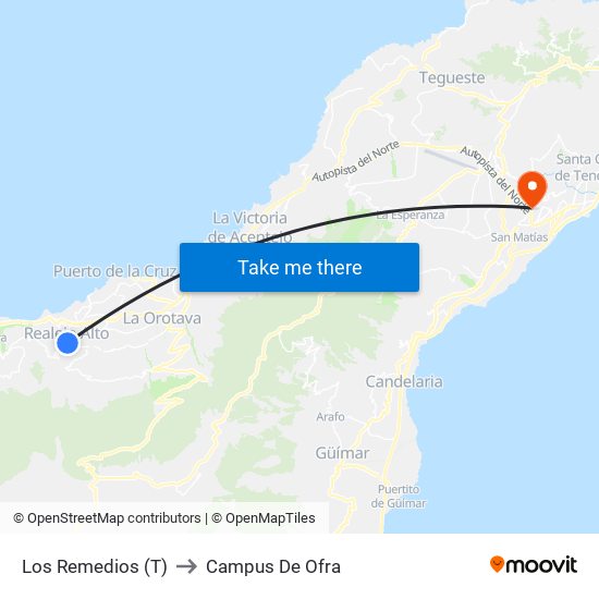 Los Remedios (T) to Campus De Ofra map