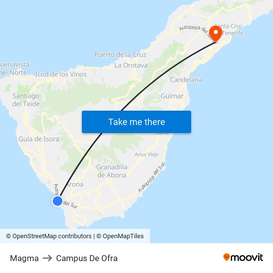 Magma to Campus De Ofra map