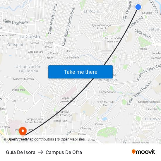 Guía De Isora to Campus De Ofra map