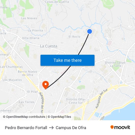 Pedro Bernardo Fortall to Campus De Ofra map