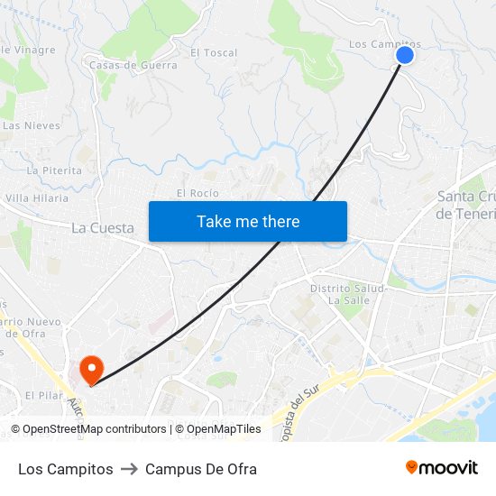 Los Campitos to Campus De Ofra map