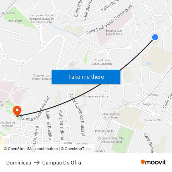 Dominicas to Campus De Ofra map