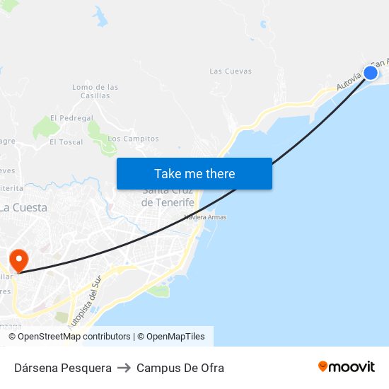 Dársena Pesquera to Campus De Ofra map