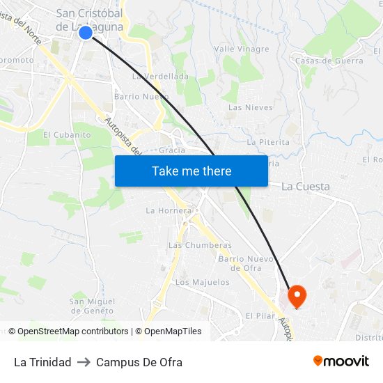 La Trinidad to Campus De Ofra map