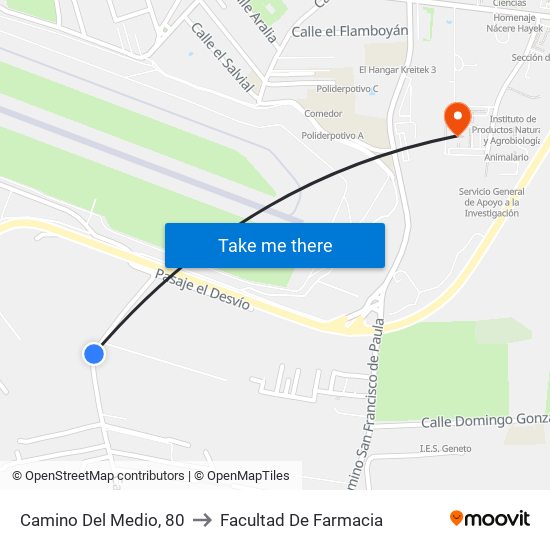 Camino Del Medio, 80 to Facultad De Farmacia map