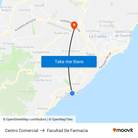 Centro Comercial to Facultad De Farmacia map