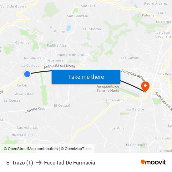 El Trazo (T) to Facultad De Farmacia map