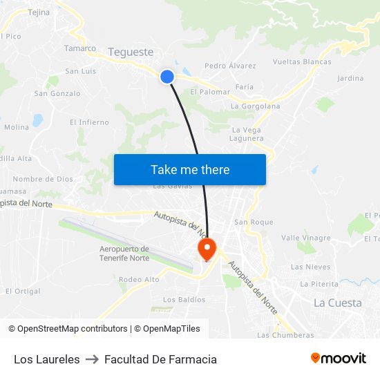 Los Laureles to Facultad De Farmacia map