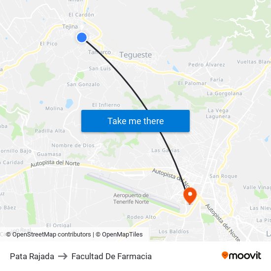 Pata Rajada to Facultad De Farmacia map