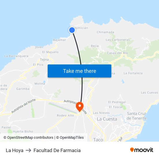 La Hoya to Facultad De Farmacia map