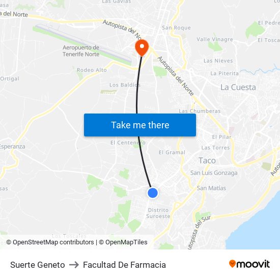 Suerte Geneto to Facultad De Farmacia map
