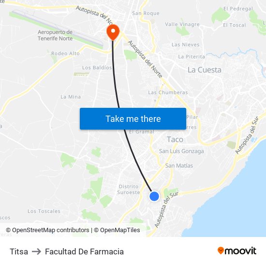 Titsa to Facultad De Farmacia map