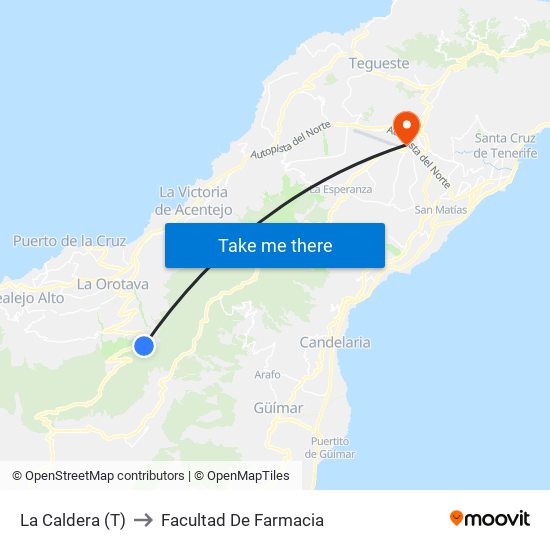 La Caldera (T) to Facultad De Farmacia map