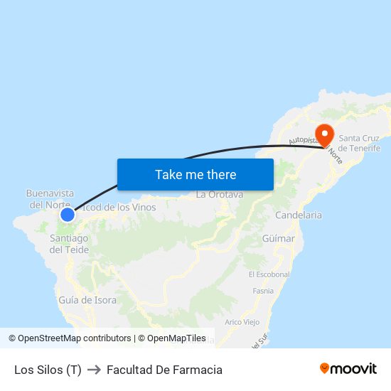 Los Silos (T) to Facultad De Farmacia map