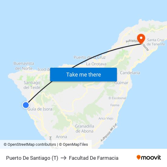 Puerto De Santiago (T) to Facultad De Farmacia map