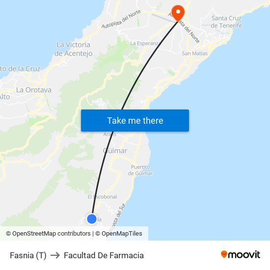 Fasnia (T) to Facultad De Farmacia map