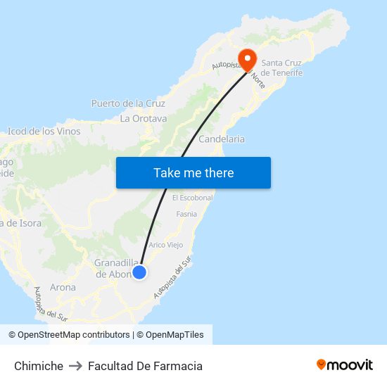 Chimiche to Facultad De Farmacia map