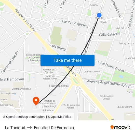 La Trinidad to Facultad De Farmacia map