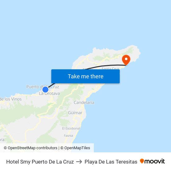 Hotel Smy Puerto De La Cruz to Playa De Las Teresitas map