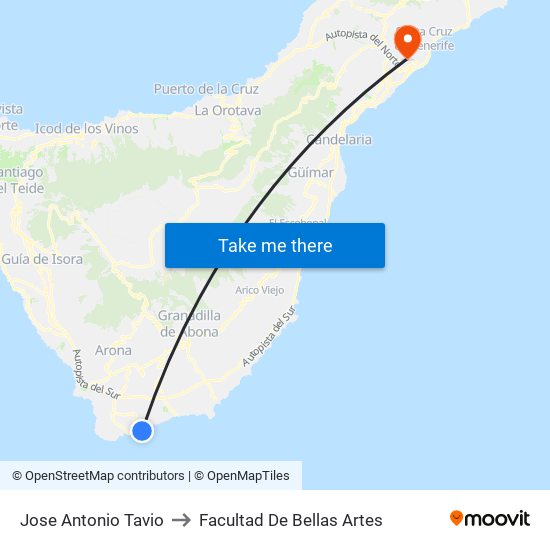 Jose Antonio Tavio to Facultad De Bellas Artes map