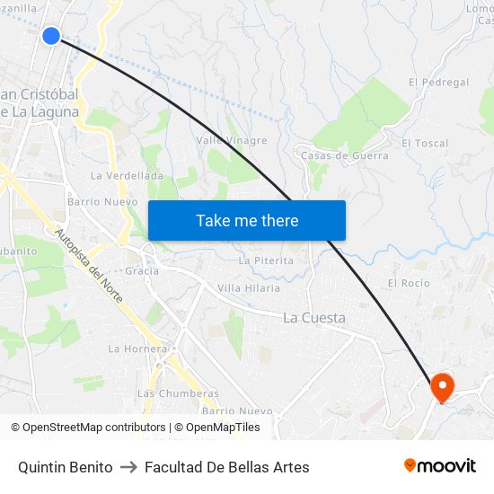 Quintin Benito to Facultad De Bellas Artes map