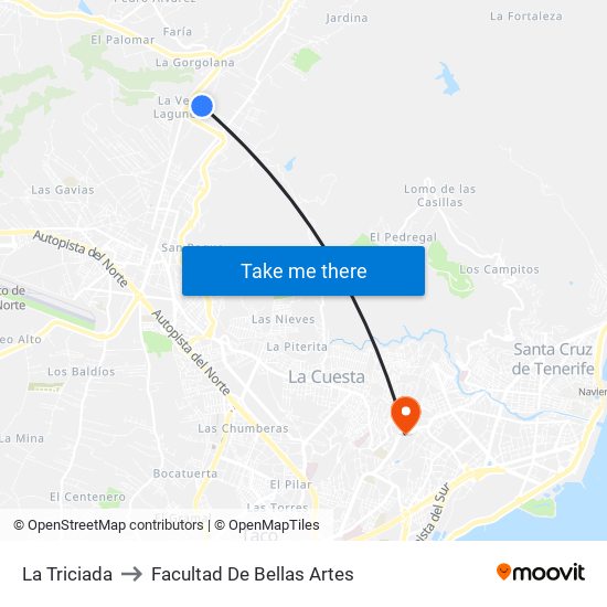 La Triciada to Facultad De Bellas Artes map