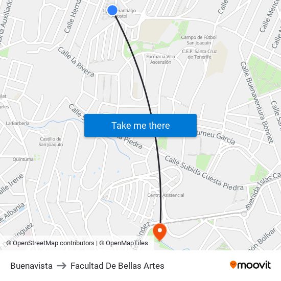 Buenavista to Facultad De Bellas Artes map