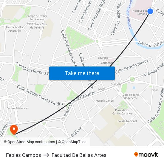 Febles Campos to Facultad De Bellas Artes map