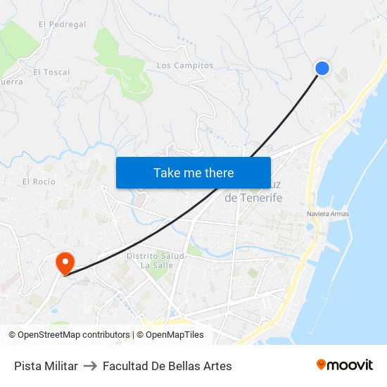 Pista Militar to Facultad De Bellas Artes map