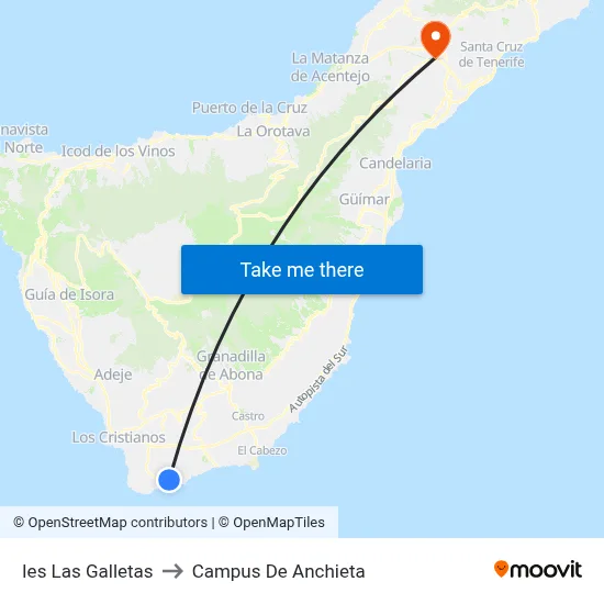 Ies Las Galletas to Campus De Anchieta map