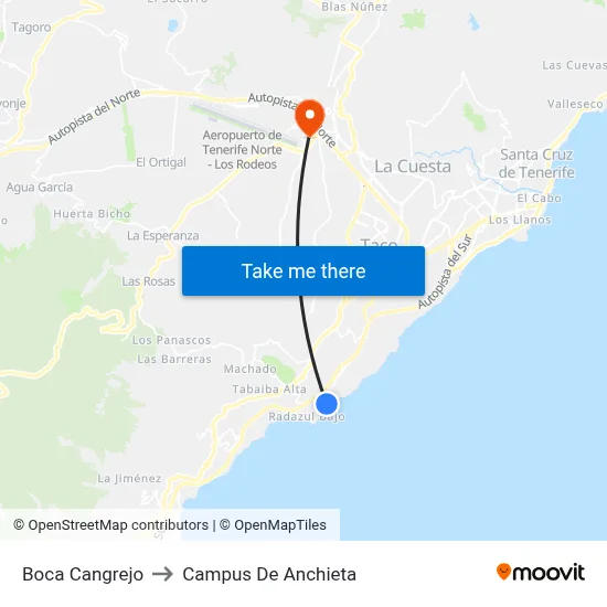 Boca Cangrejo to Campus De Anchieta map