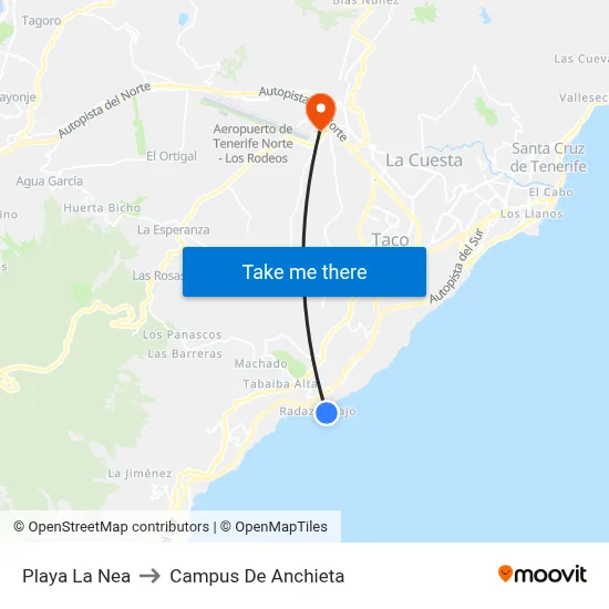 Playa La Nea to Campus De Anchieta map