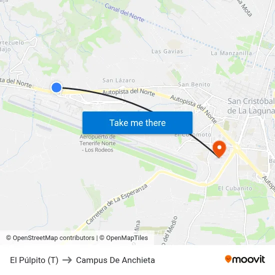 El Púlpito (T) to Campus De Anchieta map