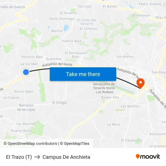 El Trazo (T) to Campus De Anchieta map