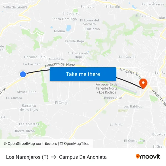 Los Naranjeros (T) to Campus De Anchieta map