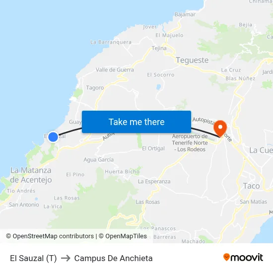 El Sauzal (T) to Campus De Anchieta map