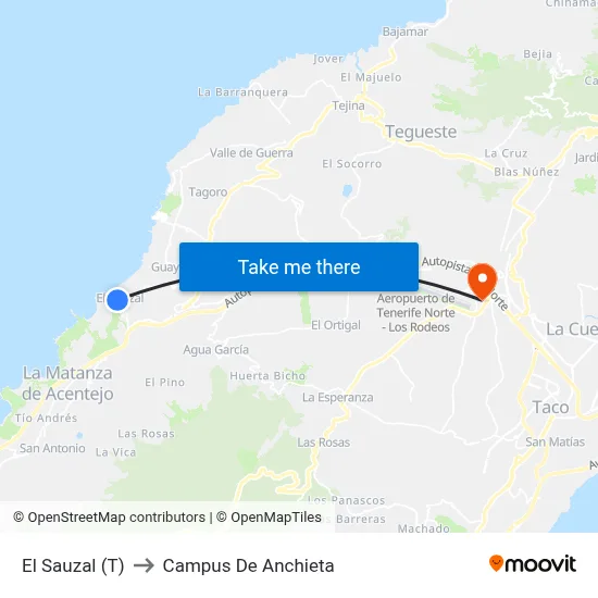 El Sauzal (T) to Campus De Anchieta map