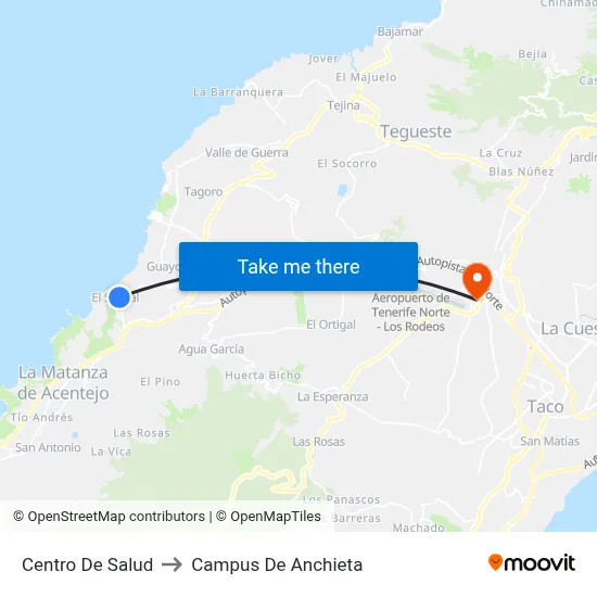 Centro De Salud to Campus De Anchieta map