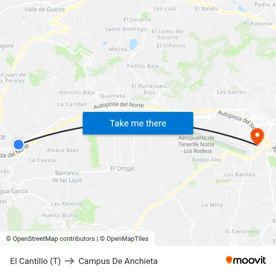 El Cantillo (T) to Campus De Anchieta map