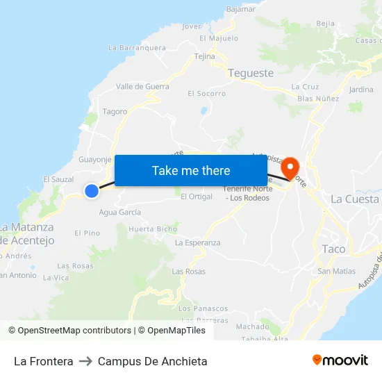 La Frontera to Campus De Anchieta map