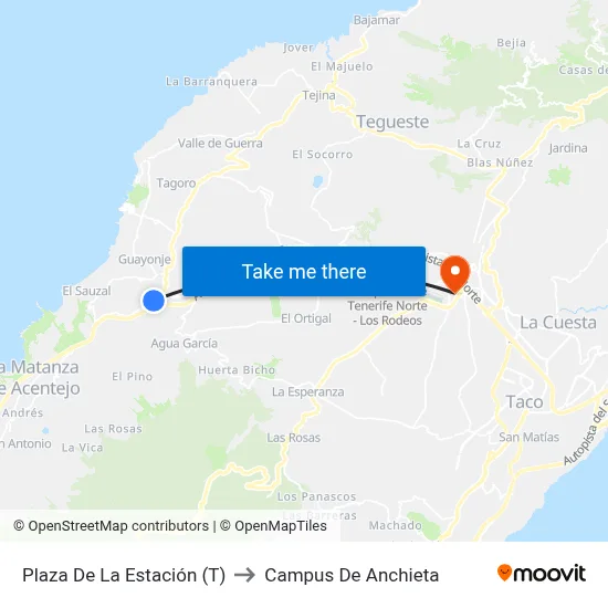 Plaza De La Estación (T) to Campus De Anchieta map
