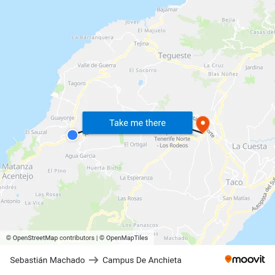 Sebastián Machado to Campus De Anchieta map