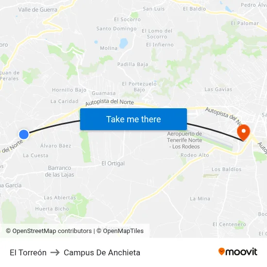 El Torreón to Campus De Anchieta map