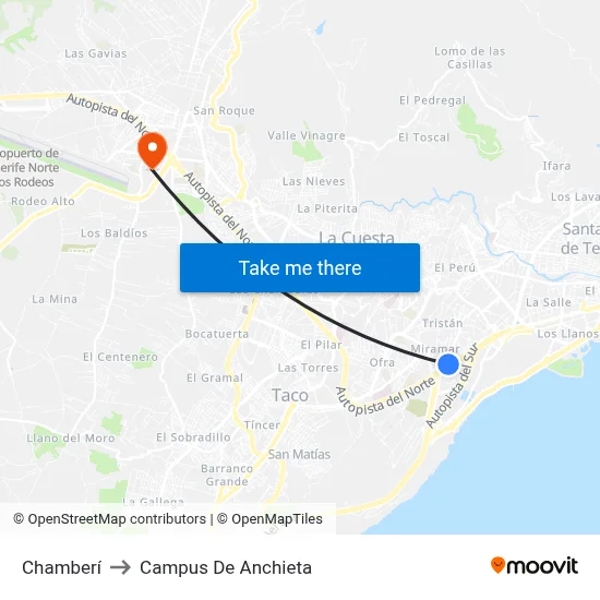 Chamberí to Campus De Anchieta map