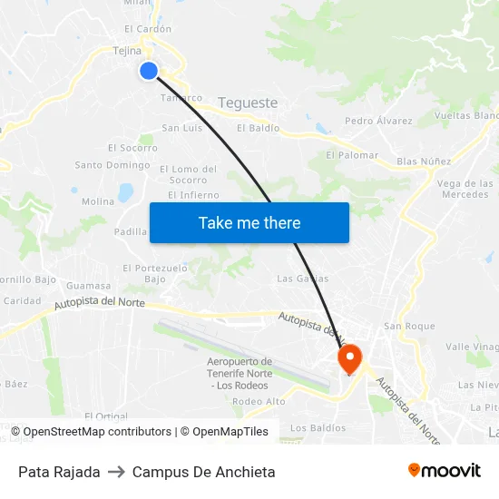Pata Rajada to Campus De Anchieta map