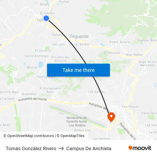 Tomás González Rivero to Campus De Anchieta map