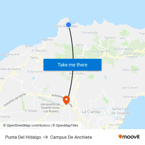 Punta Del Hidalgo to Campus De Anchieta map