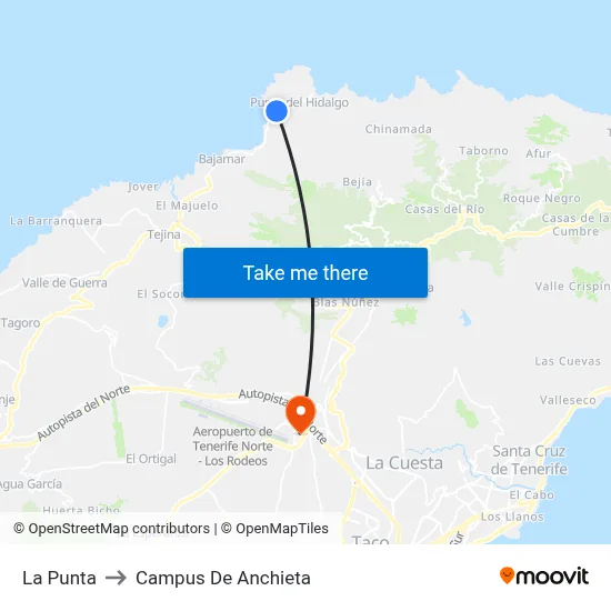 La Punta to Campus De Anchieta map