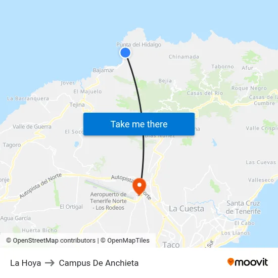 La Hoya to Campus De Anchieta map