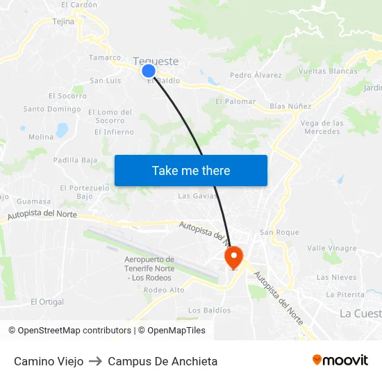 Camino Viejo to Campus De Anchieta map
